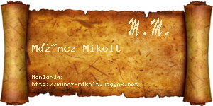 Müncz Mikolt névjegykártya